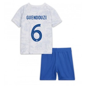 Frankrike Matteo Guendouzi #6 Borta Kläder Barn VM 2022 Kortärmad (+ Korta byxor)